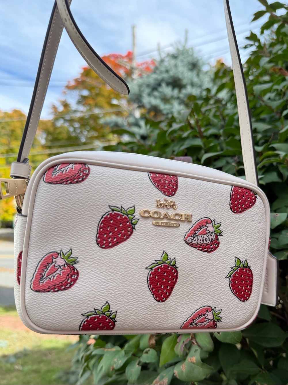 Coach Mini Jamie Camera Bag Strawberry Print CBA80 NWT